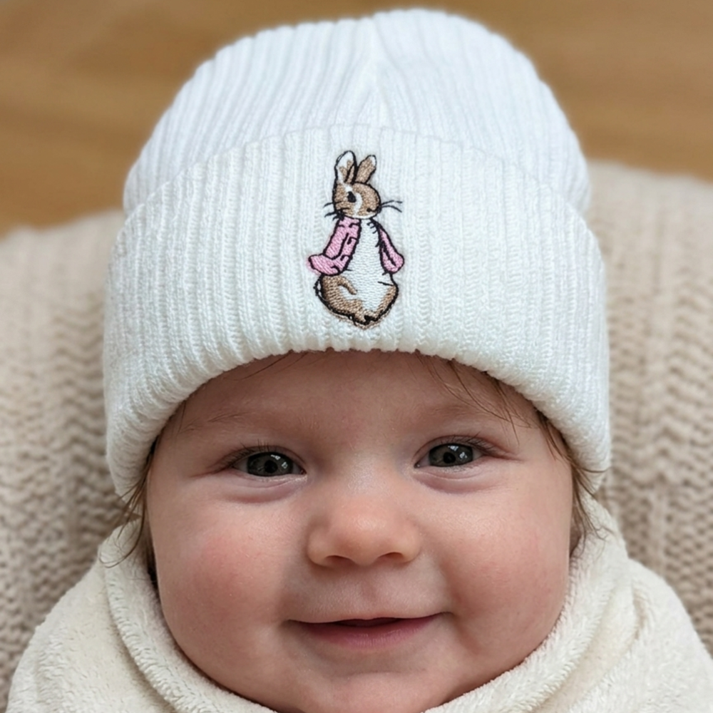KW104: Baby Embroidered Pink Bunny Rabbit Knitted Hat (Newborn -3 Months) KW104: Baby Embroidered Pink Bunny Rabbit Knitted Hat (Newborn -3 Months)